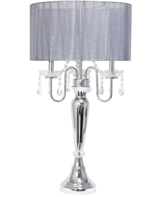 31" Chrome Cascading Crystal Table Lamp