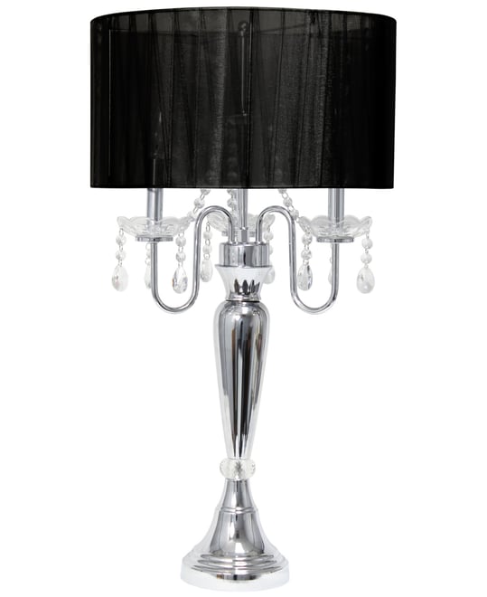 31" Chrome Cascading Crystal Table Lamp