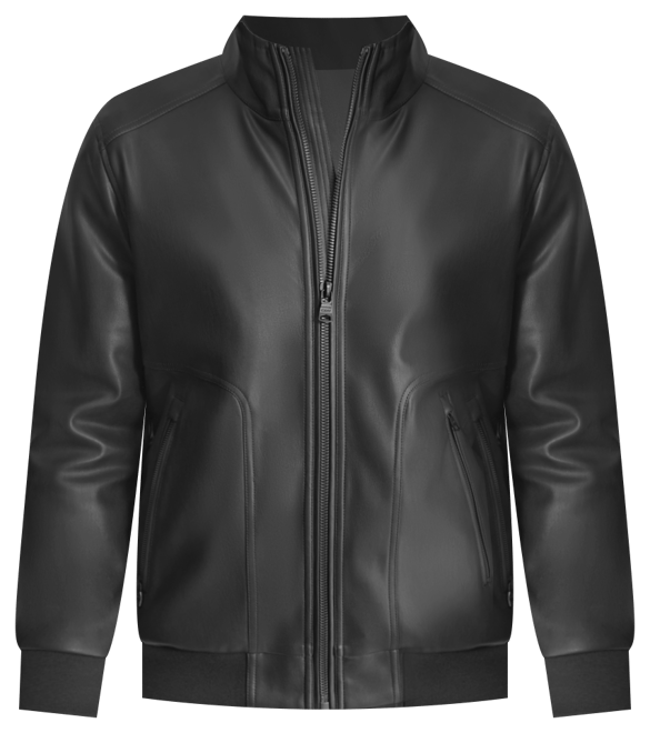 Men's Smooth Faux-Leather Bomber Jacket