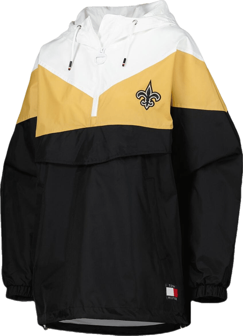 Women's White/Gold New Orleans Saints Staci Half-Zip Hoodie Windbreaker Jacket