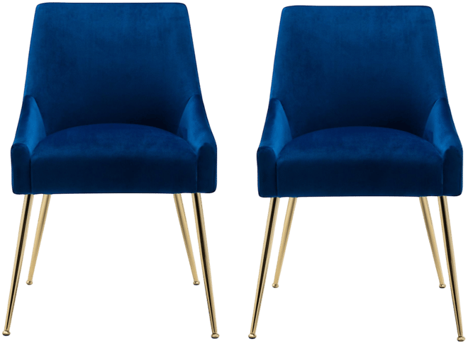 Upholstered Performance Velvet Accent Chair With Metal Leg (Set of 2)