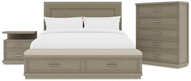Cascade 3-Pc. Bedroom Set (King Storage Bed, Chest & Nightstand)
