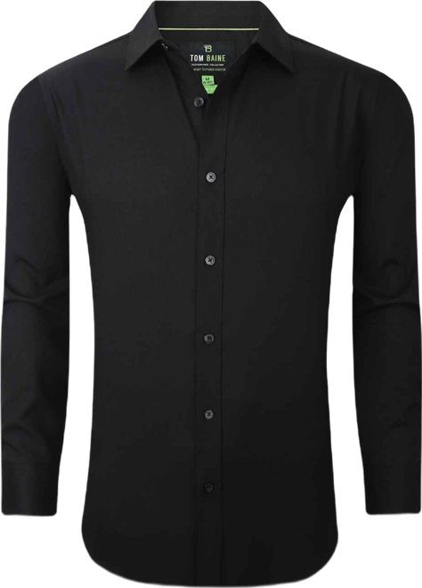 Men's Four-Way Stretch Solid Textured Button Down Dress Shirt