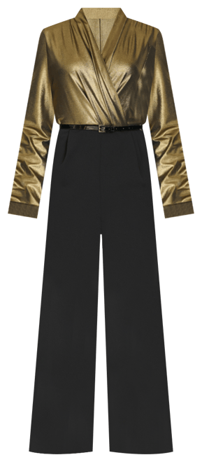 Women's Shimmer Belted Wide-Leg Jumpsuit