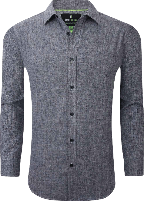 Men's Four-Way Stretch Solid Textured Button Down Dress Shirt