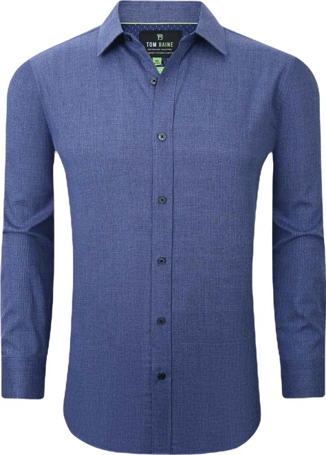 Men's Four-Way Stretch Solid Textured Button Down Dress Shirt
