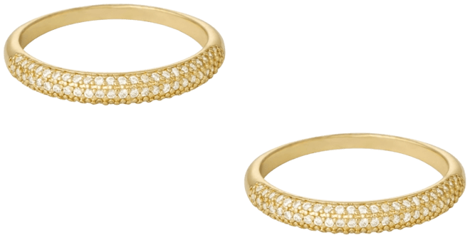 Gold Plated Pave Ring Set