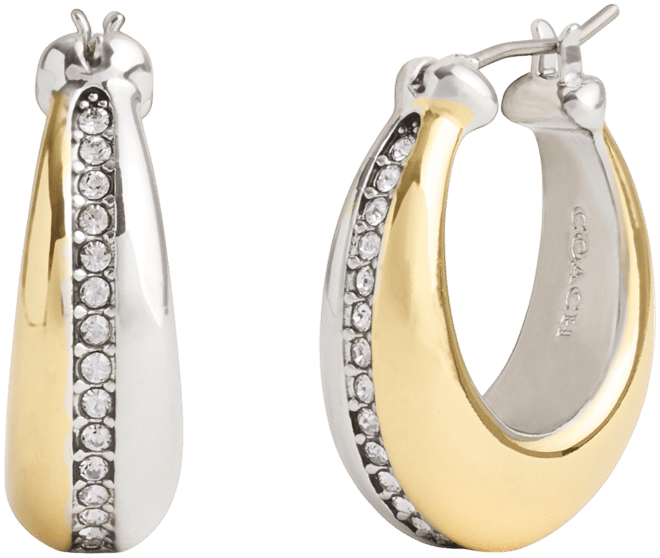 Faux Stone Pave Tubular Huggies Earrings