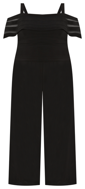Plus Size Cold-Shoulder Wide-Leg Jumpsuit