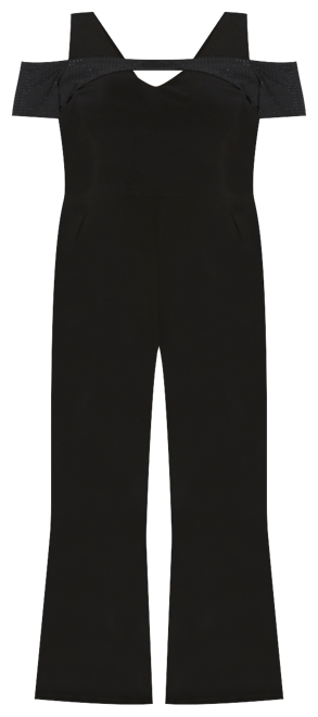 Plus Size Rhinestone-Overlay Jumpsuit