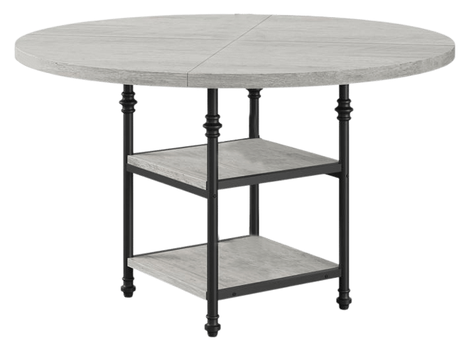 47-Inch Round Dining Table for 4: Featuring a 1.59-Inch Thick Top, This Kitchen and Dinner Table Includes Storage Shelves and Elegant Roman Metal Legs