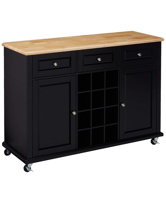 Wine Rack Sideboard Buffet Server Console Table With Storage (Black)