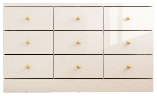 White Elegant Dresser With 9 Drawers