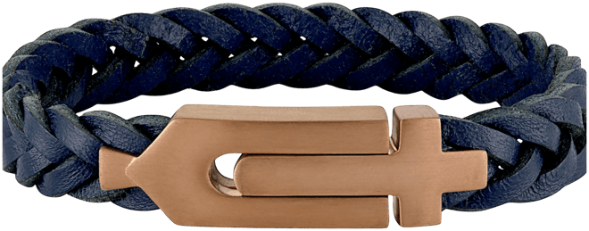 Blue Leather Braided Bracelet