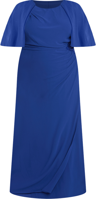 Plus Size Cape-Sleeve Embellished-Waist Gown