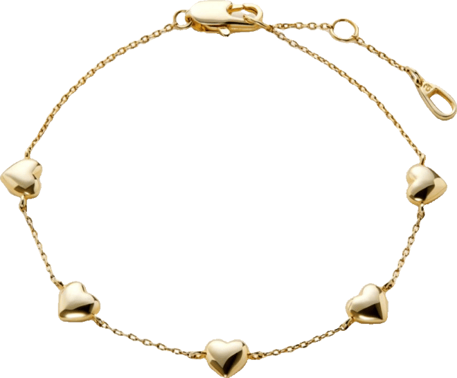 ana luisa ブレスレット 10K SOLID GOLD HEART CHAIN BRACELET Solid Yellow Gold - Heart Chain Bracelet | Ana Luisa