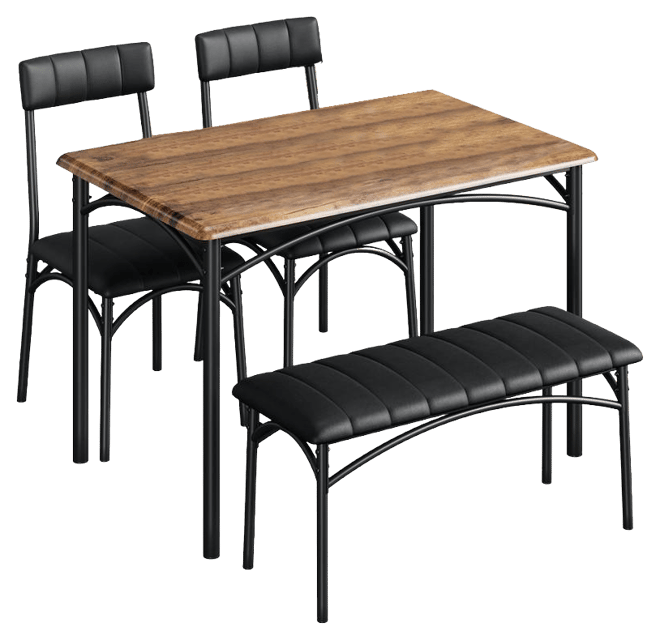 gaomon Dining Table Set for 5 Kitchen Table with 2 Upholstered Chairs and Bench 4 Pcs Rectangular Kitchen Table Set for Small Space Apartment Studio -