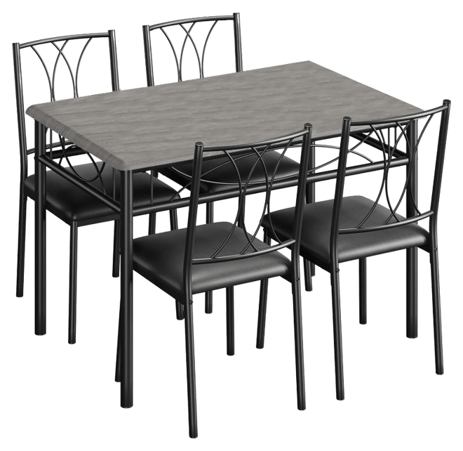 Dining Table Set for 4 with Cushion Chairs, 5 Piece Kitchen Table and Upholstered Chairs Rectangular, Wood Dinning Room Table Furniture Set for