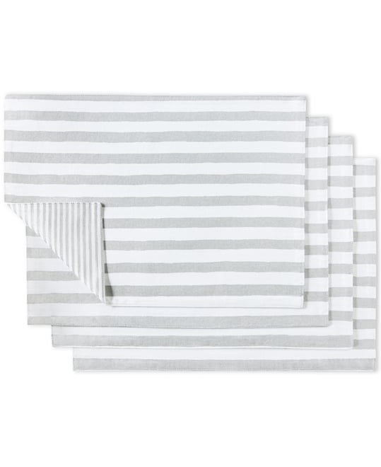 Hand Painted Shirting Stripe Placemat 13" x 19", Set of 4