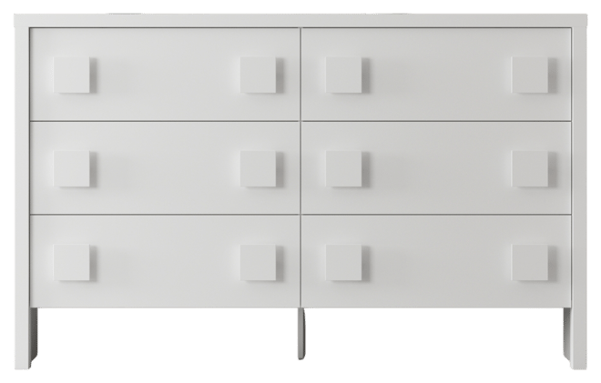 White Storage Dresser Organizer With 6 Drawers