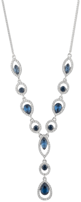 Silver-Tone Pave Stone Lariat Necklace, 16" + 3" extender