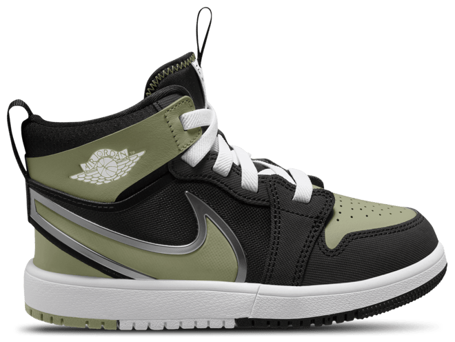 Air Jordan Kids' 1 Mid RM EasyOn Black Dusty Olive (PS