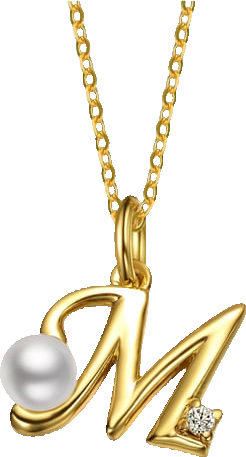 Kids/Teens Personalized 14K Gold Plated Initial Pearl Pendant Necklace