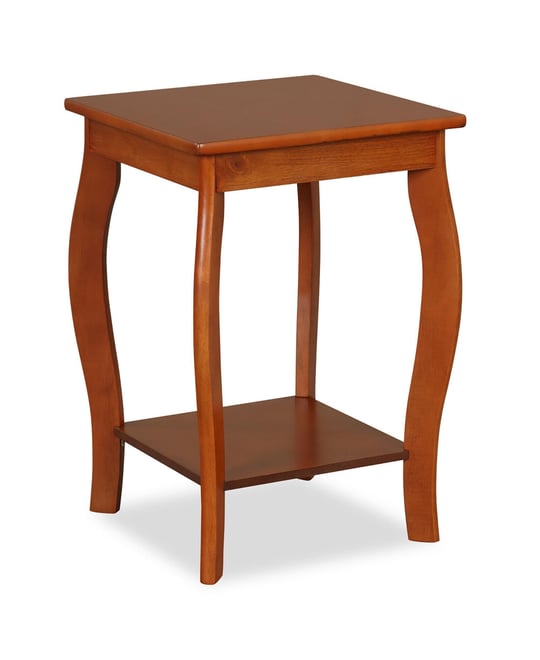 2-Tier Square End Table Narrow Sofa Side Nightstand w/ Storage Shelf & Wood Legs