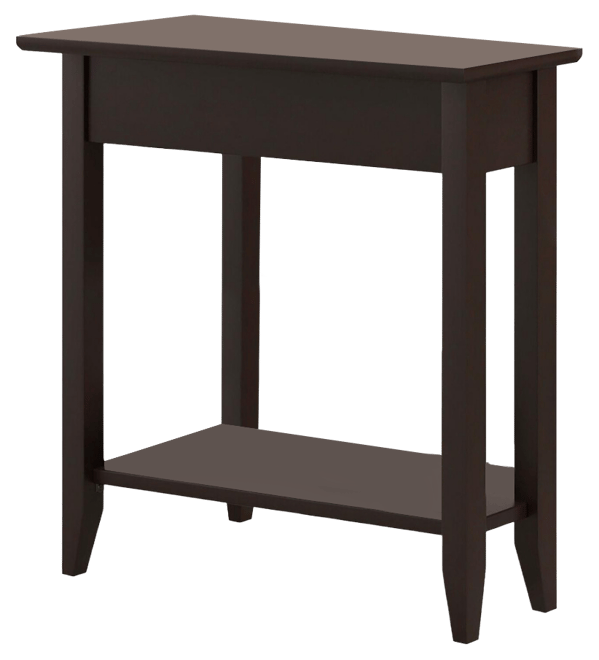 2-Tier End Table Irregular Narrow Sofa Side Nightstand w/ Storage Shelf Espresso