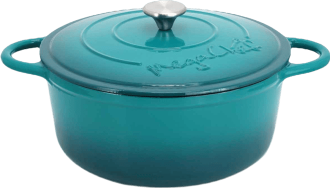 6.35 Quart Round Enameled Cast Iron Dutch Oven with Self Basting Lid