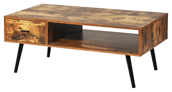 Retro Coffee Table Mid Century Modern Living Room Furniture w/Open Storage Shelf