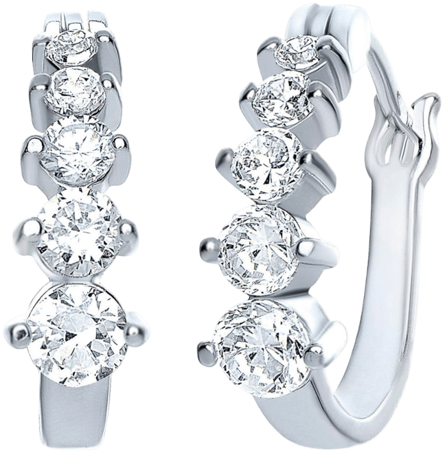 Gigi Girl Young Adults Sterling Silver with Cubic Zirconia Graduated Hoop Earrings