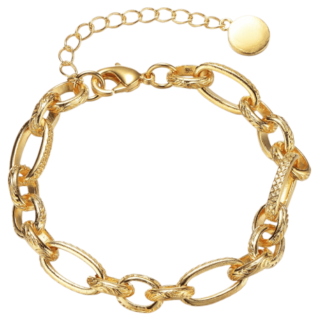 Gigi Girl Teens 14K Gold Plated With Pearl Link & Chain Bracelet