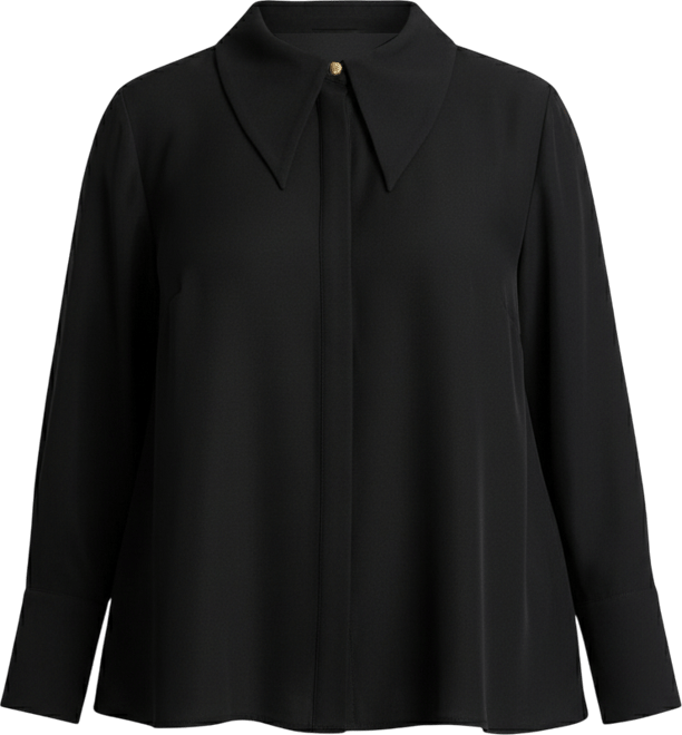 Women's Plus Size Pointed Collar Button Up Shirt