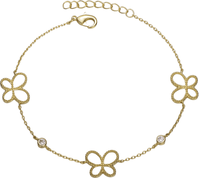 14K Gold Plated Mother of Pearl Dainty Link Butterfly Bracelet