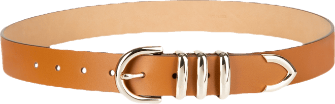 Women's Modern Triple Keeper Beveled Edge Leather Belt