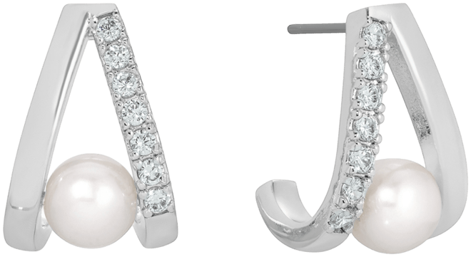 Pave and Mother of Pearl Drop Earrings