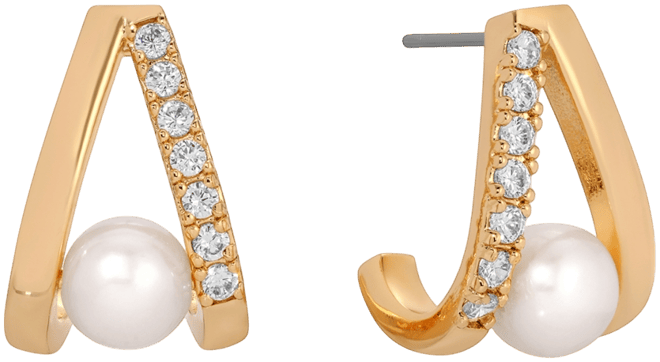 Pave and Mother of Pearl Drop Earrings