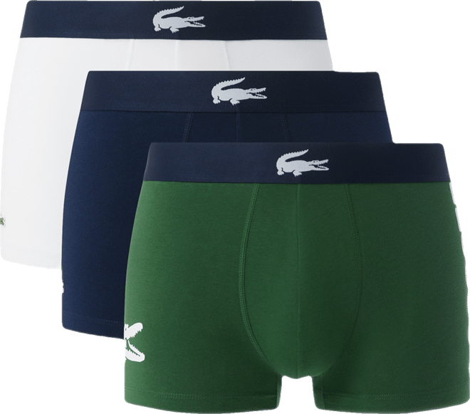 Lacoste Men's 3-Pack Cotton Stretch Large-Crocodile Logo Trunks