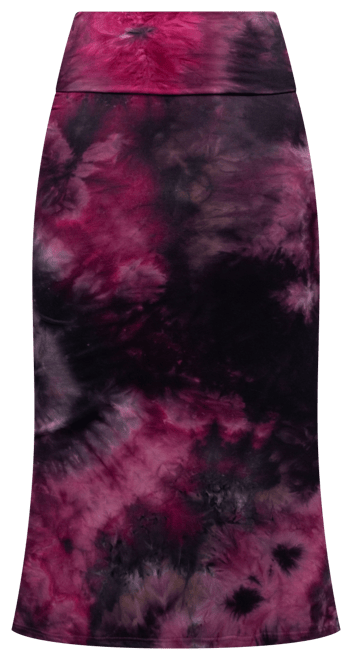Women's Pink Tie Dye Fold Over Waist Maxi Skirt