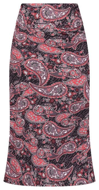 Plus Size Fold Over Waist Printed Maxi Skirt