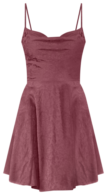 Juniors' Satin Lace-Up Fit & Flare Dress