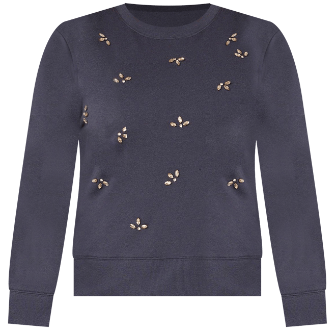 Democracy Plus Long Sleeve Scoop Neck Rhinestone Sweatshirt