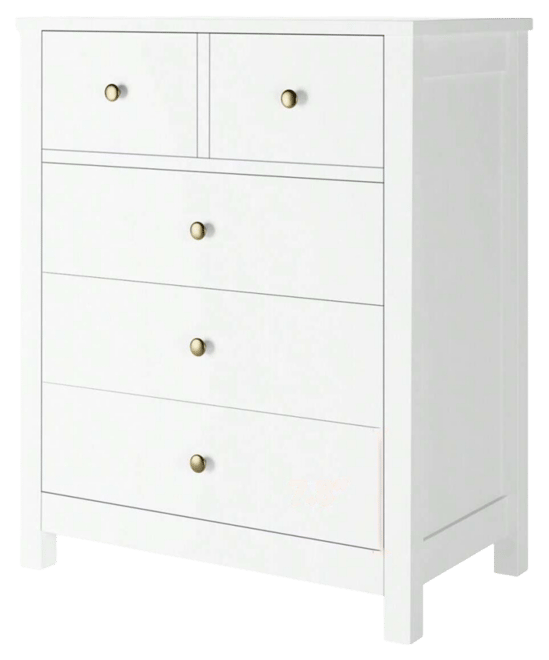 Chest Of Drawers With 5 Drawers, Wood Dresser Organizer With Metal Handle, Modern Dresser For Bedroom, Living Room,Entryway, Hallway, Home Office,, An