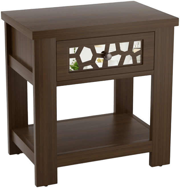 Side End Table Nightstand w/ Drawer Wood for Living Room Bedroom Rustic