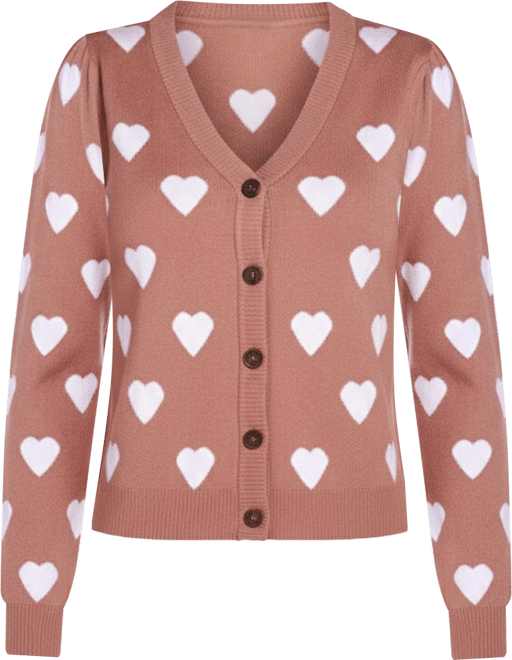 Women's Hearts Jacquard Cardigan Sweater