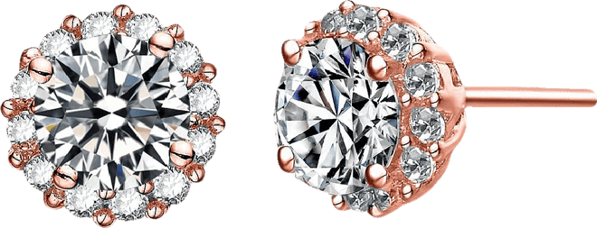 Sterling Silver Cubic Zirconia Round Stud Style Earrings