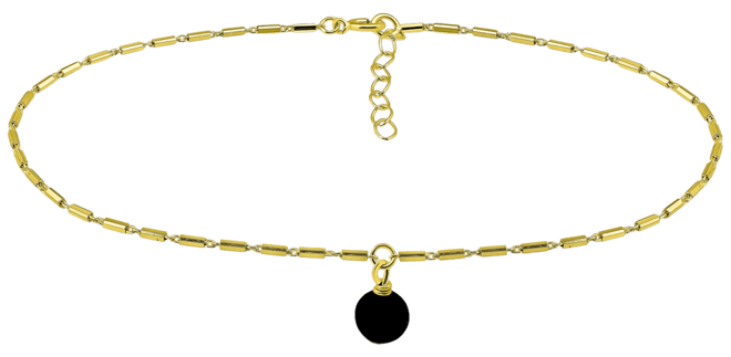 Onyx Dangle Cylinder Link Ankle Bracelet in 18k Gold-Plated Sterling Silver, Created for Macy's