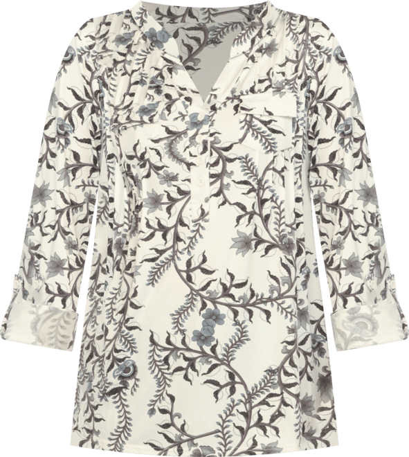 Women's Paisley Button Front Tunic Top