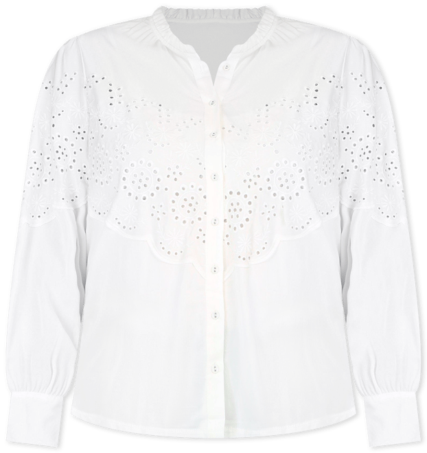 Democracy Plus Solid Long Sleeve Eyelet Top